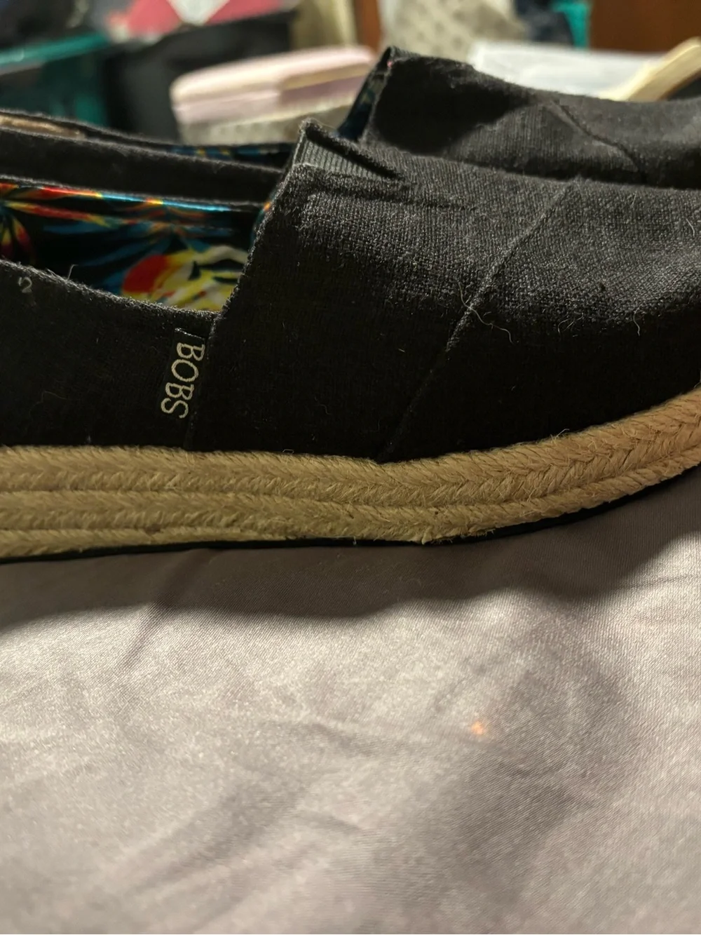 Skechers BOBS Black Canvas Slip-On Espadrillet
